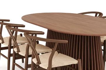 Peyra Matgrupp 200 cm Ovalt med 6 Dastoori Matstol - 2220070-6,1893316-1 - Valnöt - Products - Möbler - Bord & matgrupp - Matgrupp