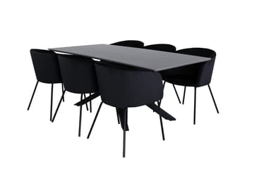 Piazza Matgrupp 180 cm Rektangulär med 6 Berit stolar - Svart - Products - Möbler - Bord & matgrupp - Matgrupp