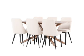 Piazza Matgrupp 180 cm Rektangulär med 6 Leone stolar - Mocca/Beige - Products - Möbler - Bord & matgrupp - Matgrupp