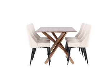 Piazza Matgrupp 180 cm Rektangulär med 6 Leone stolar - Mocca/Beige - Products - Möbler - Bord & matgrupp - Matgrupp