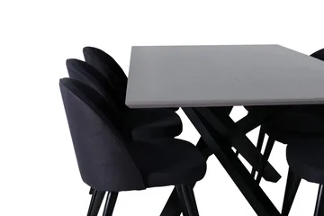 Piazza Matgrupp 180 cm Rektangulär med 6 Velvet stolar - Svart - Products - Möbler - Bord & matgrupp - Matgrupp