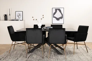 Piazza Matgrupp 180 cm Rektangulär med 6 Petra stolar - Svart - Products - Möbler - Bord & matgrupp - Matgrupp