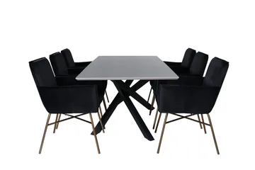 Piazza Matgrupp 180 cm Rektangulär med 6 Petra stolar - Svart - Products - Möbler - Bord & matgrupp - Matgrupp