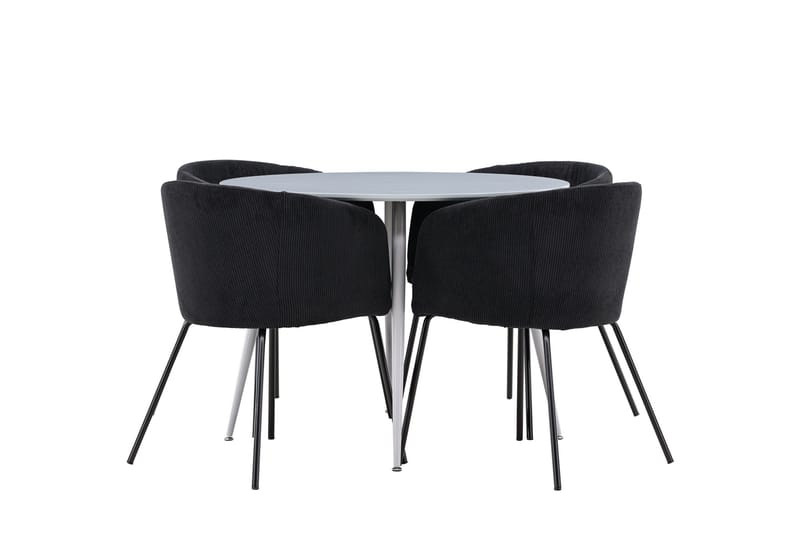 Plaza Matgrupp 100 cm Rund med 4 Berit stolar - Grå/Svart - Products - Möbler - Bord & matgrupp - Matgrupp