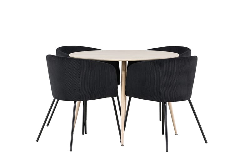 Plaza Matgrupp 100 cm Rund med 4 Berit stolar - Whitewash/Svart - Products - Möbler - Bord & matgrupp - Matgrupp