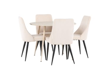 Plaza Matgrupp 100 cm Rund med 4 Leone stolar - Whitewash/Beige - Products - Möbler - Bord & matgrupp - Matgrupp