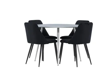Plaza Matgrupp 100 cm Rund med 4 Night stolar - Grå/Svart - Products - Möbler - Bord & matgrupp - Matgrupp