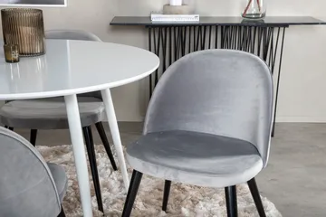 Plaza Matgrupp 100 cm Rund med 4 Velvet stolar - Svart - Products - Möbler - Bord & matgrupp - Matgrupp