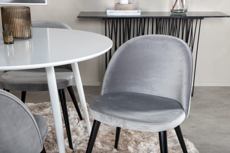 Plaza Matgrupp 100 cm Rund med 4 Velvet stolar - Svart - Products - Möbler - Bord & matgrupp - Matgrupp