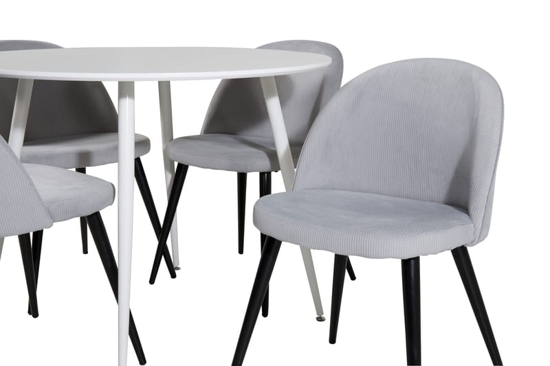 Plaza Matgrupp 100 cm Rund med 4 Velvet stolar - Svart - Products - Möbler - Bord & matgrupp - Matgrupp