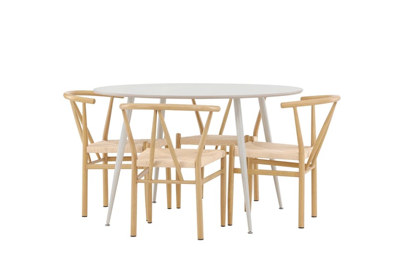 Plaza Matgrupp 120 cm Rund med 4 Alfons stolar - Beige/Beige - Products - Möbler - Bord & matgrupp - Matgrupp