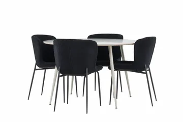 Plaza Matgrupp 120 cm Rund med 4 Modesto stolar - Beige/Svart - Products - Möbler - Bord & matgrupp - Matgrupp