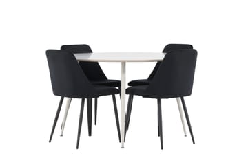 Plaza Matgrupp 120 cm Rund med 4 Night stolar - Beige/Svart - Products - Möbler - Bord & matgrupp - Matgrupp