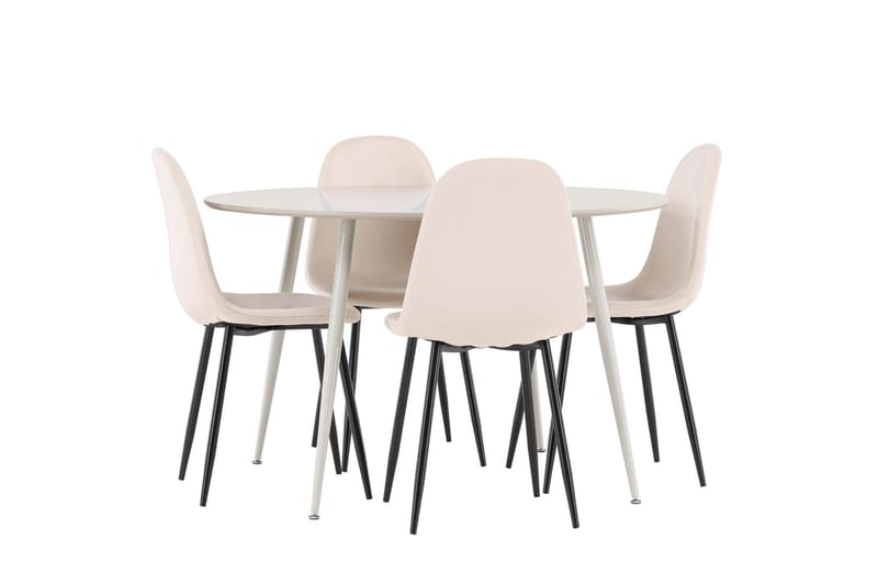 Plaza Matgrupp 120 cm Rund med 4 Polar stolar - Beige/Beige - Products - Möbler - Bord & matgrupp - Matgrupp
