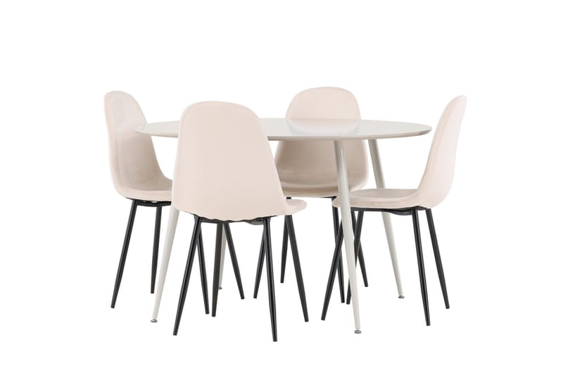 Plaza Matgrupp 120 cm Rund med 4 Polar stolar - Beige/Beige - Products - Möbler - Bord & matgrupp - Matgrupp