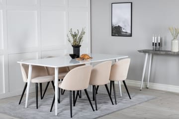 Polar Matgrupp 180 cm Rektangulär med 6 Velvet stolar - Beige - Products - Möbler - Bord & matgrupp - Matgrupp