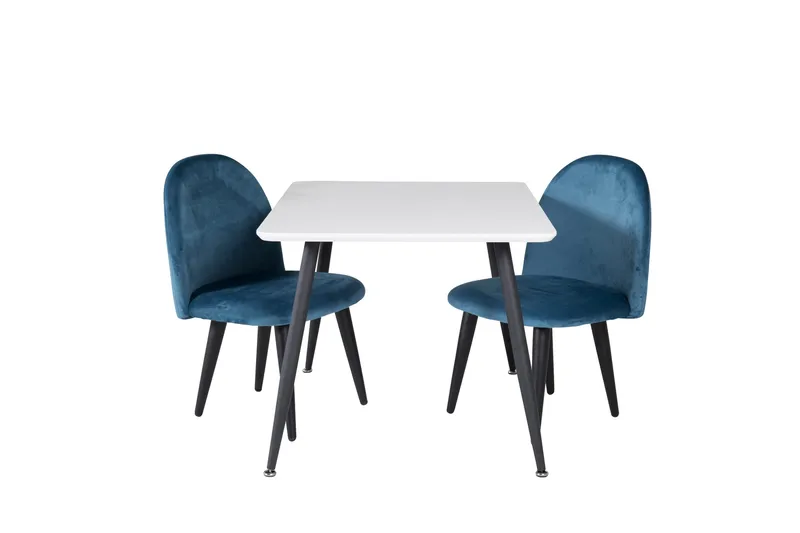 Polar Matgrupp 80 cm Rektangulär med 2 Velvet stolar, Svart