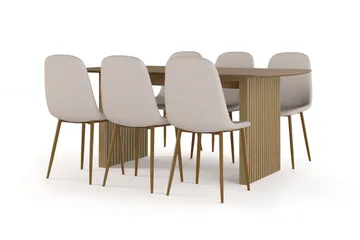 Richeto Matbord 180 cm ek +  6 st Nibe stol beige med ek ben - Natur/Beige - Products - Möbler - Bord & matgrupp - Matgrupp