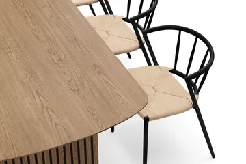 Richeto Matbord 210 cm med 6 Winston Matstolar - Naturlig finish / Beige / Metallben Svart - Products - Möbler - Bord & matgrupp - Matgrupp