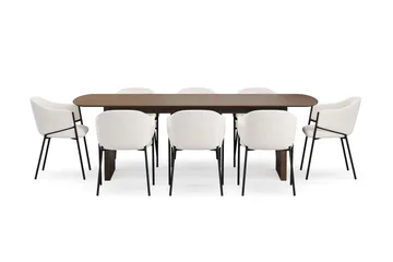 Richeto Matbord 240 cm med 8 Filip Matstolar - Rökt ek / Vit Bouclé - Products - Möbler - Bord & matgrupp - Matgrupp