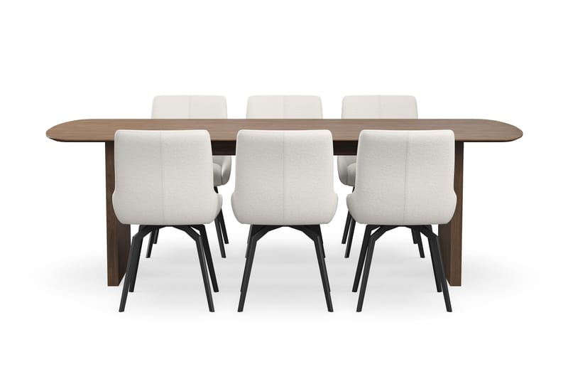 Richeto Matgrupp 240 cm med 6 Mora Snurrstolar - Rökt ek/Ljusbeige - Products - Möbler - Bord & matgrupp - Matgrupp