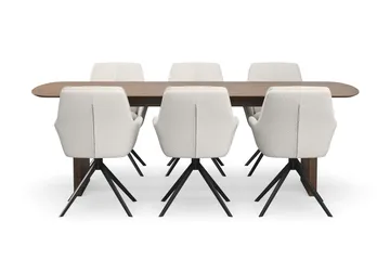 Richeto Matgrupp 240 cm med 6 Torsby Snurrstolar - Rökt ek/Ljusbeige - Products - Möbler - Bord & matgrupp - Matgrupp