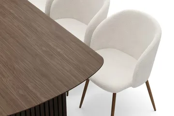 Richeto Matgrupp med 6 Greya Matstolar med Armstöd - Rökt Ek/Vit Bouclé - Products - Möbler - Bord & matgrupp - Matgrupp