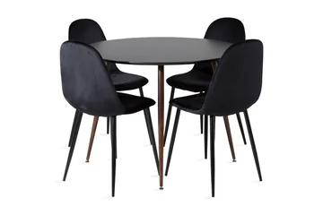 Ridones Matgrupp Runt inkl 4 Pontus Stolar - Svart/Brun - Products - Möbler - Bord & matgrupp - Matgrupp