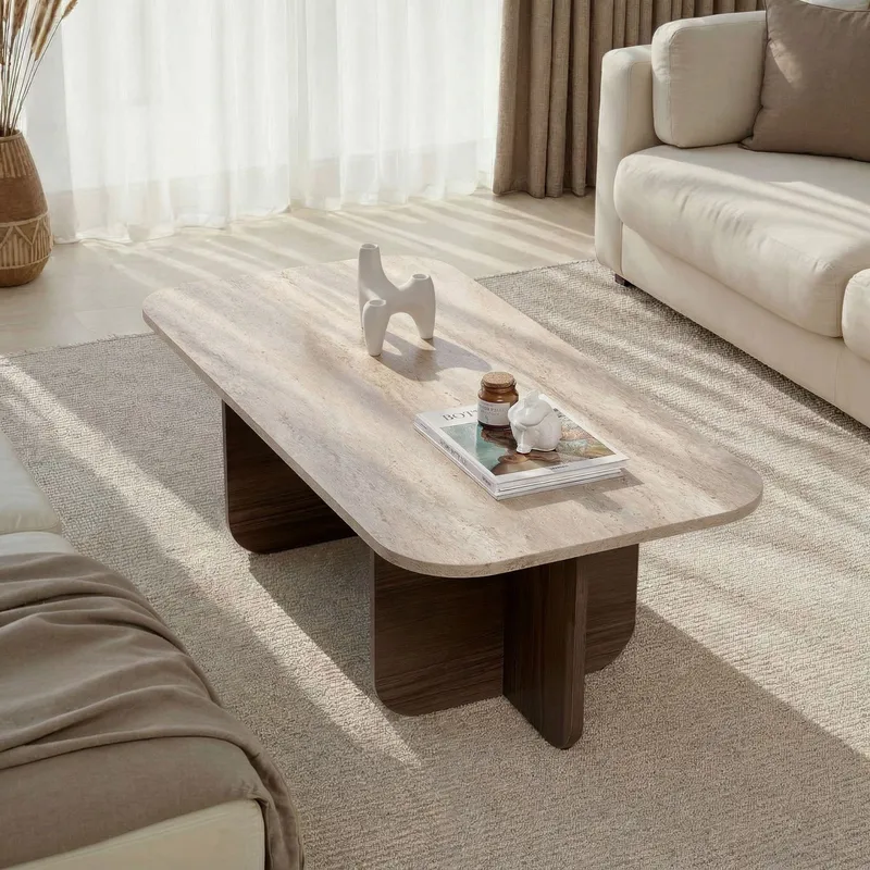 Salrin Soffbord 120x41x60 cm - Travertin/Venezia-valnöt - Products - Möbler - Bord & matgrupp - Soffbord