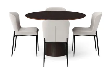 Siena Matgrupp runt 110 cm Rökt Ek med 4 Elsie Matstolar - Rökt ek/Beige - Products - Möbler - Bord & matgrupp - Matgrupp