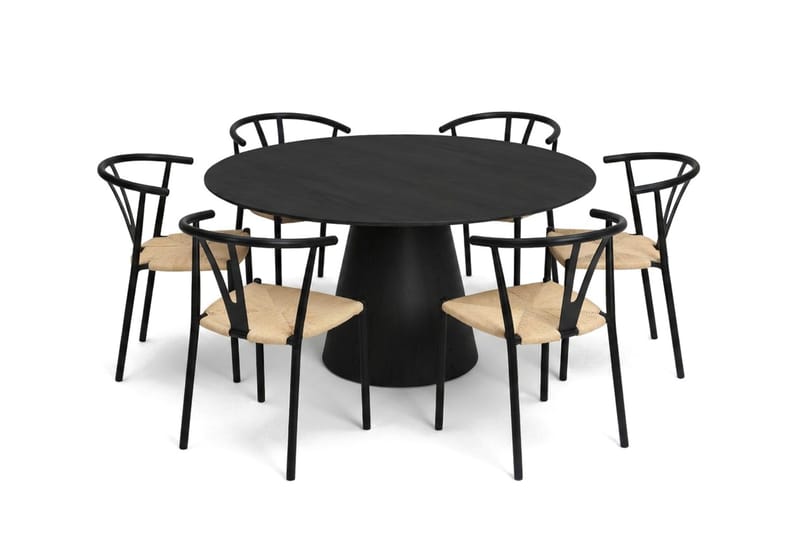 Siena Matgrupp runt 150 cm Svart med 6 Elysia Matstolar - Svart - Products - Möbler - Bord & matgrupp - Matgrupp