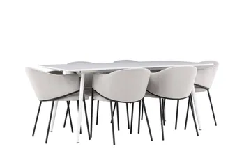 Silar Matgrupp 180 cm Rektangulär med 6 Evelina stolar - Vit/Grå - Products - Möbler - Bord & matgrupp - Matgrupp