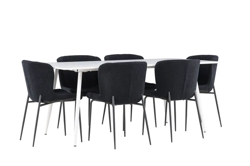 Silar Matgrupp 180 cm Rektangulär med 6 Modesto stolar - Vit/Svart - Products - Möbler - Bord & matgrupp - Matgrupp