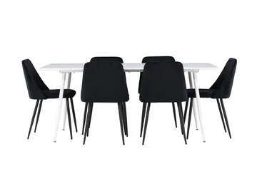 Silar Matgrupp 180 cm Rektangulär med 6 Night stolar - Vit/Svart - Products - Möbler - Bord & matgrupp - Matgrupp