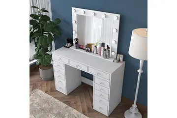 Ramender Stort Sminkbord med spegel och lampor med förvaring - Vit - Products - Möbler - Bord & matgrupp - Sminkbord & toalettbord