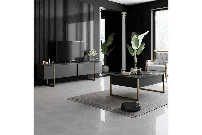 Luxe Soffbord 90x40 cm Svart/Guld - Hanah Home - Products - Möbler - Bord & matgrupp - Soffbord