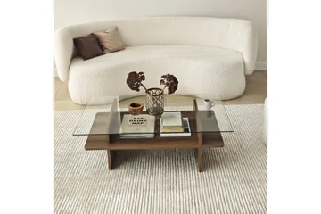 Soffbord Rubby Rektangel Valnöt / Transparent - Valnöt / Transparent - Products - Möbler - Bord & matgrupp - Soffbord