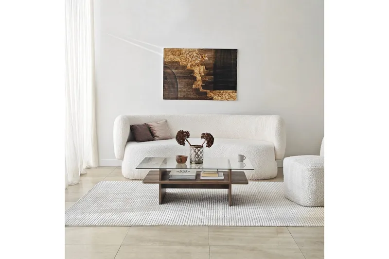 Soffbord Rubby Rektangel Valnöt / Transparent - Valnöt / Transparent - Products - Möbler - Bord & matgrupp - Soffbord