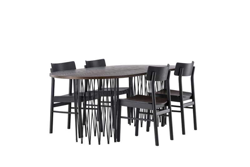 Stone Matgrupp + 4 Montros stolar Oval - Svart/Mocca - Products - Möbler - Bord & matgrupp - Matgrupp