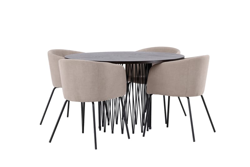 Stone Matgrupp 120 cm Rund med 4 Berit stolar - Beige - Products - Möbler - Bord & matgrupp - Matgrupp