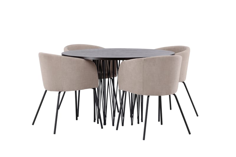 Stone Matgrupp 120 cm Rund med 4 Berit stolar - Beige - Products - Möbler - Bord & matgrupp - Matgrupp