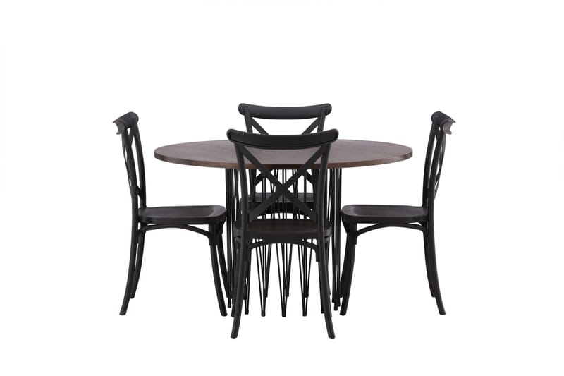 Stone Matgrupp 120 cm Rund med 4 Crosett stolar - Svart - Products - Möbler - Bord & matgrupp - Matgrupp