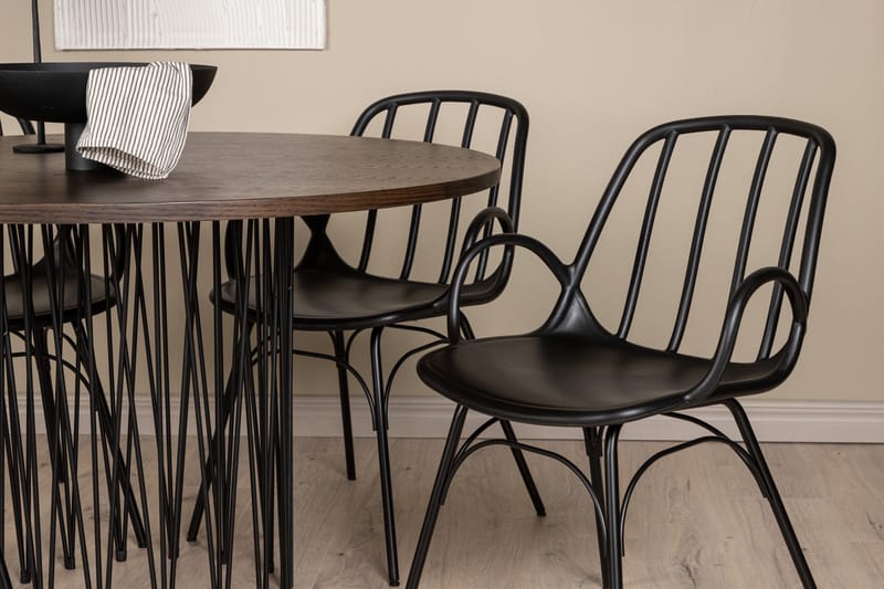 Stone Matgrupp 120 cm Rund med 4 Dyrön stolar - Svart - Products - Möbler - Bord & matgrupp - Matgrupp