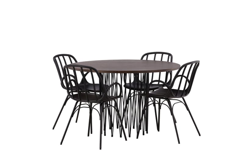 Stone Matgrupp 120 cm Rund med 4 Dyrön stolar - Svart - Products - Möbler - Bord & matgrupp - Matgrupp