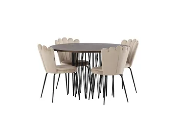 Stone Matgrupp 120 cm Rund med 4 Limhamn stolar - Beige - Products - Möbler - Bord & matgrupp - Matgrupp