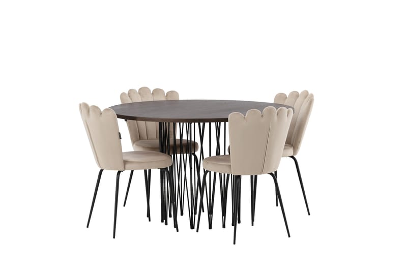 Stone Matgrupp 120 cm Rund med 4 Limhamn stolar - Beige - Products - Möbler - Bord & matgrupp - Matgrupp