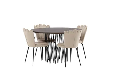 Stone Matgrupp 120 cm Rund med 4 Limhamn stolar - Beige - Products - Möbler - Bord & matgrupp - Matgrupp