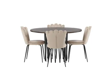 Stone Matgrupp 120 cm Rund med 4 Limhamn stolar - Beige - Products - Möbler - Bord & matgrupp - Matgrupp