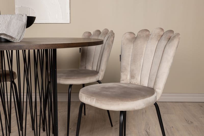 Stone Matgrupp 120 cm Rund med 4 Limhamn stolar - Beige - Products - Möbler - Bord & matgrupp - Matgrupp