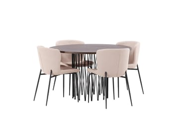 Stone Matgrupp 120 cm Rund med 4 Modesto stolar - Mörkgrå - Products - Möbler - Bord & matgrupp - Matgrupp